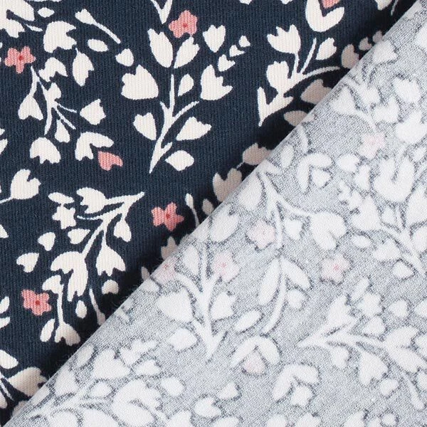Cotton Jersey Sweet Little Flowers With Hearts – Navy Blue 6 Cotton Jersey Sweet Little Flowers With Hearts – Navy Blue - Image 4