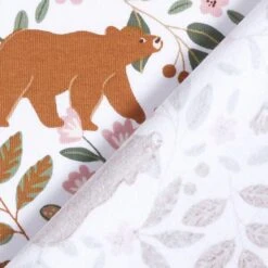 Cotton Jersey Animals In The Wood – White -Tailor Supplies Sales Store ZB01 9