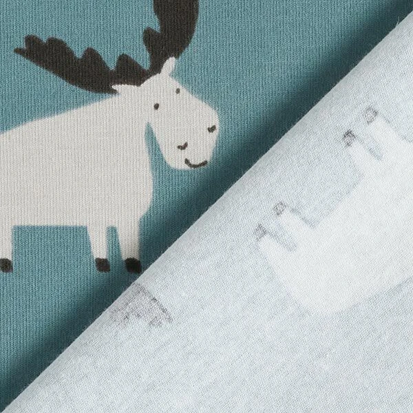 Cotton Jersey Cute Moose – Blue Grey 6 Cotton Jersey Cute Moose – Blue Grey - Image 4