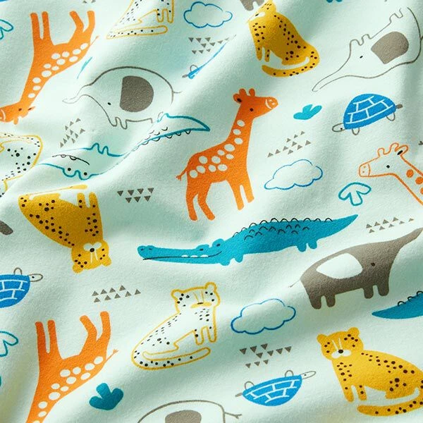 Cotton Jersey Jungle Animals – Mint 4 Cotton Jersey Jungle Animals – Mint - Image 2
