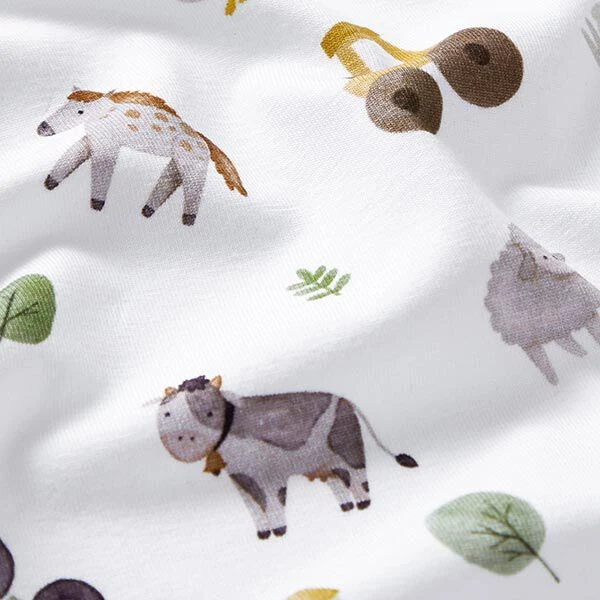 Organic Cotton Jersey Farmyard Digital Print – Offwhite 4 Organic Cotton Jersey Farmyard Digital Print – Offwhite - Image 2