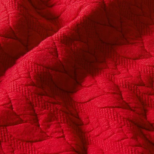 Cabled Cloque Jacquard Jersey – Red 4 Cabled Cloque Jacquard Jersey – Red - Image 2