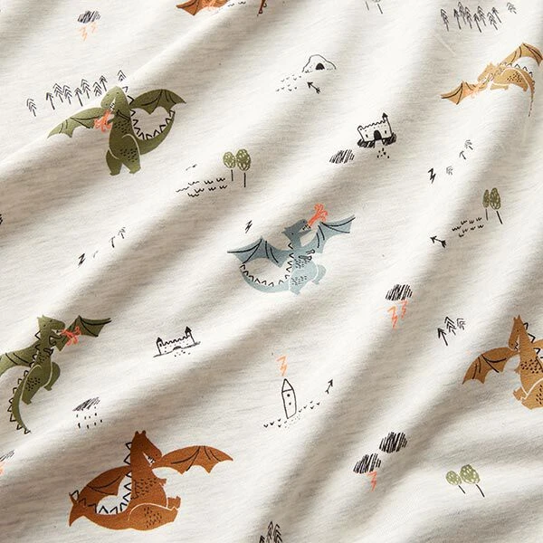 Cotton Jersey Fire-breathing Dragons Mottled – Offwhite/neon Orange 4 Cotton Jersey Fire-breathing Dragons Mottled – Offwhite/neon Orange - Image 2