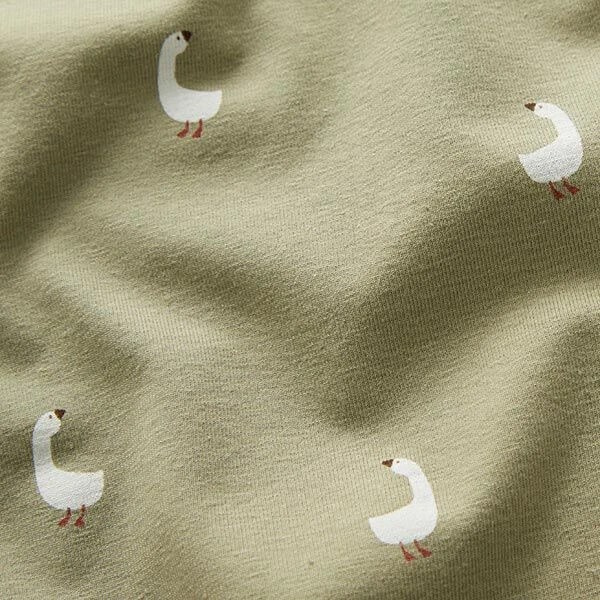 Cotton Jersey Cute Geese – Pistachio 4 Cotton Jersey Cute Geese – Pistachio - Image 2