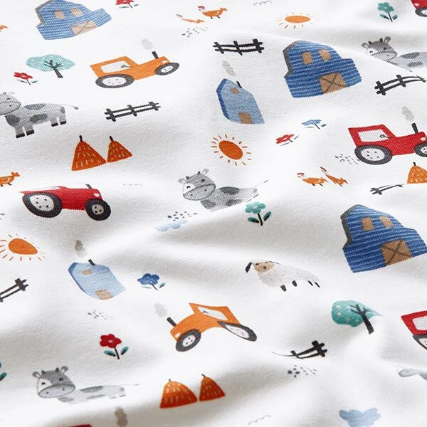Cotton Jersey Farmyard – White 4 Cotton Jersey Farmyard – White - Image 2