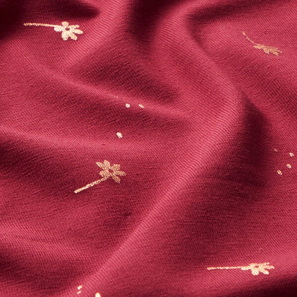 Cotton Jersey Flowers Foil Print – Burgundy/copper 4 Cotton Jersey Flowers Foil Print – Burgundy/copper - Image 2