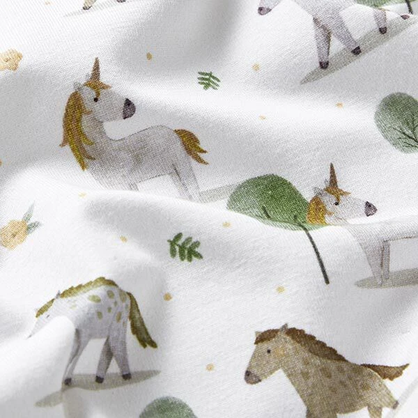 Organic Cotton Jersey Horses And Unicorns Digital Print – Offwhite 4 Organic Cotton Jersey Horses And Unicorns Digital Print – Offwhite - Image 2