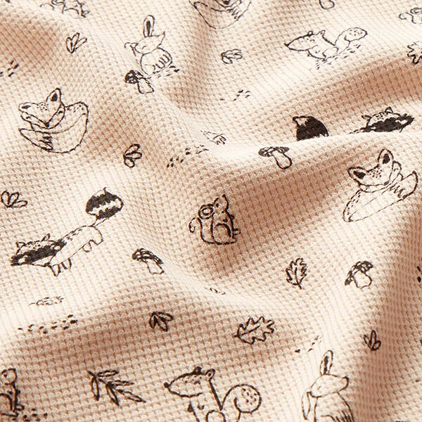 Waffle Jersey Woodland Animals – Natural/black 4 Waffle Jersey Woodland Animals – Natural/black - Image 2
