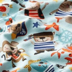Cotton Jersey Pirate Animals– Aqua Blue 9 Cotton Jersey Pirate Animals– Aqua Blue -Tailor Supplies Sales Store ZB02 424