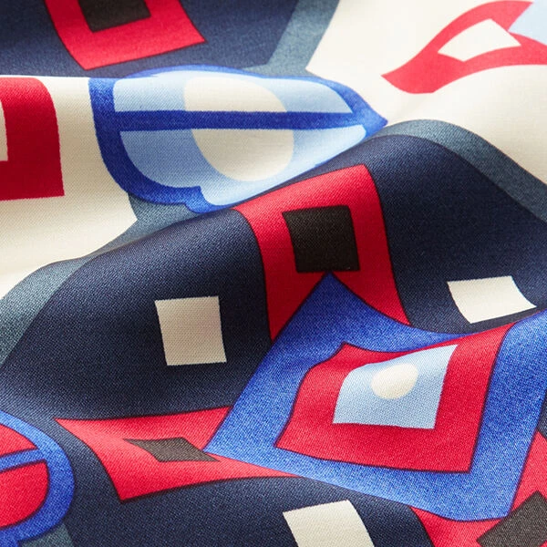 Retro Pattern Cotton Viscose Blend – Blue/red 4 Retro Pattern Cotton Viscose Blend – Blue/red - Image 2