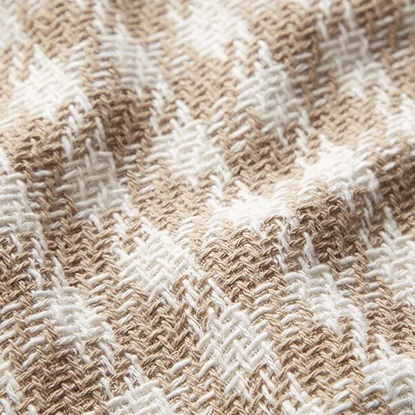 Checked Cotton Coating Fabric – White/dark Beige 4 Checked Cotton Coating Fabric – White/dark Beige - Image 2