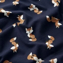 Cotton Jersey Sweet Foxes – Midnight Blue -Tailor Supplies Sales Store ZB02 74