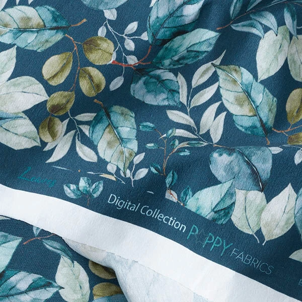 Cotton Jersey Eucalyptus Leaves Digital Print – Petrol 7 Cotton Jersey Eucalyptus Leaves Digital Print – Petrol - Image 5