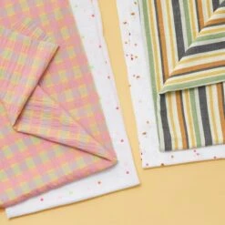 Seersucker Colourful Checks – Light Pink/lemon Yellow -Tailor Supplies Sales Store ZB03 283