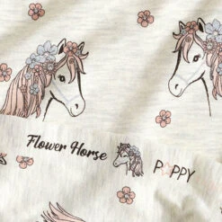 Cotton Jersey Glitter Horses And Flowers – Natural/silver -Tailor Supplies Sales Store ZB03 29