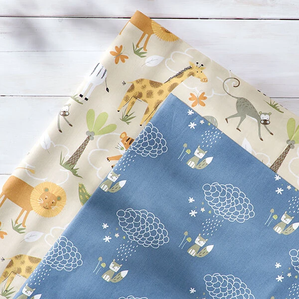 GOTS Cotton Cretonne Safari Animals – Beige 7 GOTS Cotton Cretonne Safari Animals – Beige - Image 5