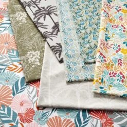 Coated Cotton Colourful Flowers – White/aqua Blue 13 Coated Cotton Colourful Flowers – White/aqua Blue -Tailor Supplies Sales Store ZB03 306