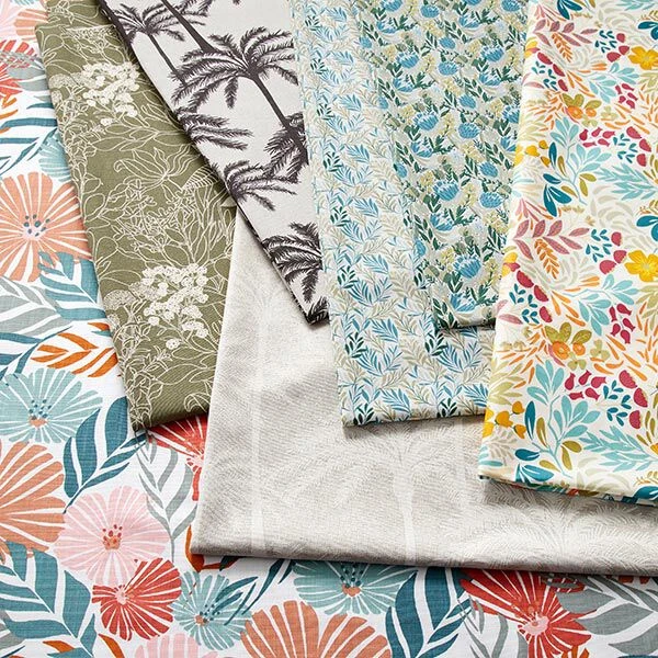 Coated Cotton Colourful Flowers – White/aqua Blue 7 Coated Cotton Colourful Flowers – White/aqua Blue - Image 5