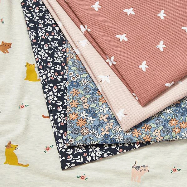 Cotton Jersey Sweet Little Flowers With Hearts – Navy Blue 7 Cotton Jersey Sweet Little Flowers With Hearts – Navy Blue - Image 5