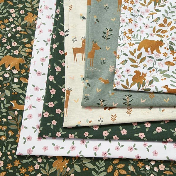 Cotton Jersey Happy Woodland Animals – Natural/light Grey 7 Cotton Jersey Happy Woodland Animals – Natural/light Grey - Image 5