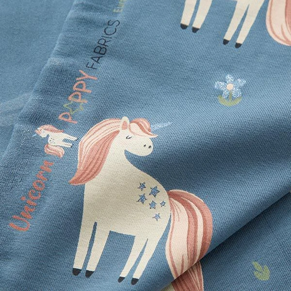 Cotton Jersey Sweet Glitter Unicorns – Blue Grey 5 Cotton Jersey Sweet Glitter Unicorns – Blue Grey - Image 3