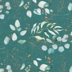 Cotton Poplin Digital Print Eucalyptus – Petrol -Tailor Supplies Sales Store ZB04 137