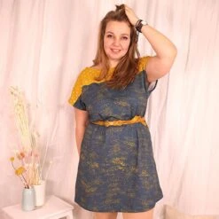 GOTS Cotton Jersey Ears Of Corn | Tula – Petrol/curry Yellow -Tailor Supplies Sales Store ZB06 12