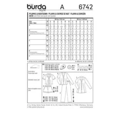Pyjamas / Nightshirt, Burda 6742 -Tailor Supplies Sales Store ZB06 51