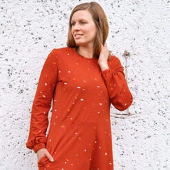 GOTS Cotton Jersey Terrazzo | Tula – Terracotta/orange -Tailor Supplies Sales Store ZB07 12