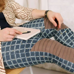 GOTS Cotton Jersey Checks | Tula – Midnight Blue/mustard -Tailor Supplies Sales Store ZB07 5