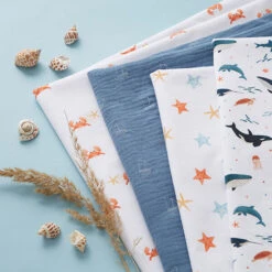 Cotton Jersey Starfish Digital Print | Poppy – White -Tailor Supplies Sales Store ZB08 3