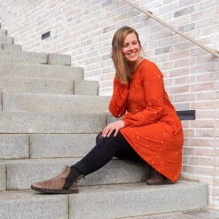 GOTS Cotton Jersey Terrazzo | Tula – Terracotta/orange -Tailor Supplies Sales Store ZB09 3