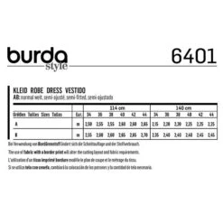 Dress, Burda 6401 | 34 - 44 -Tailor Supplies Sales Store ZB10 46