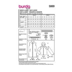 Waistcoat / Jacket | Burda 5869 | 34-44 -Tailor Supplies Sales Store ZB11 101